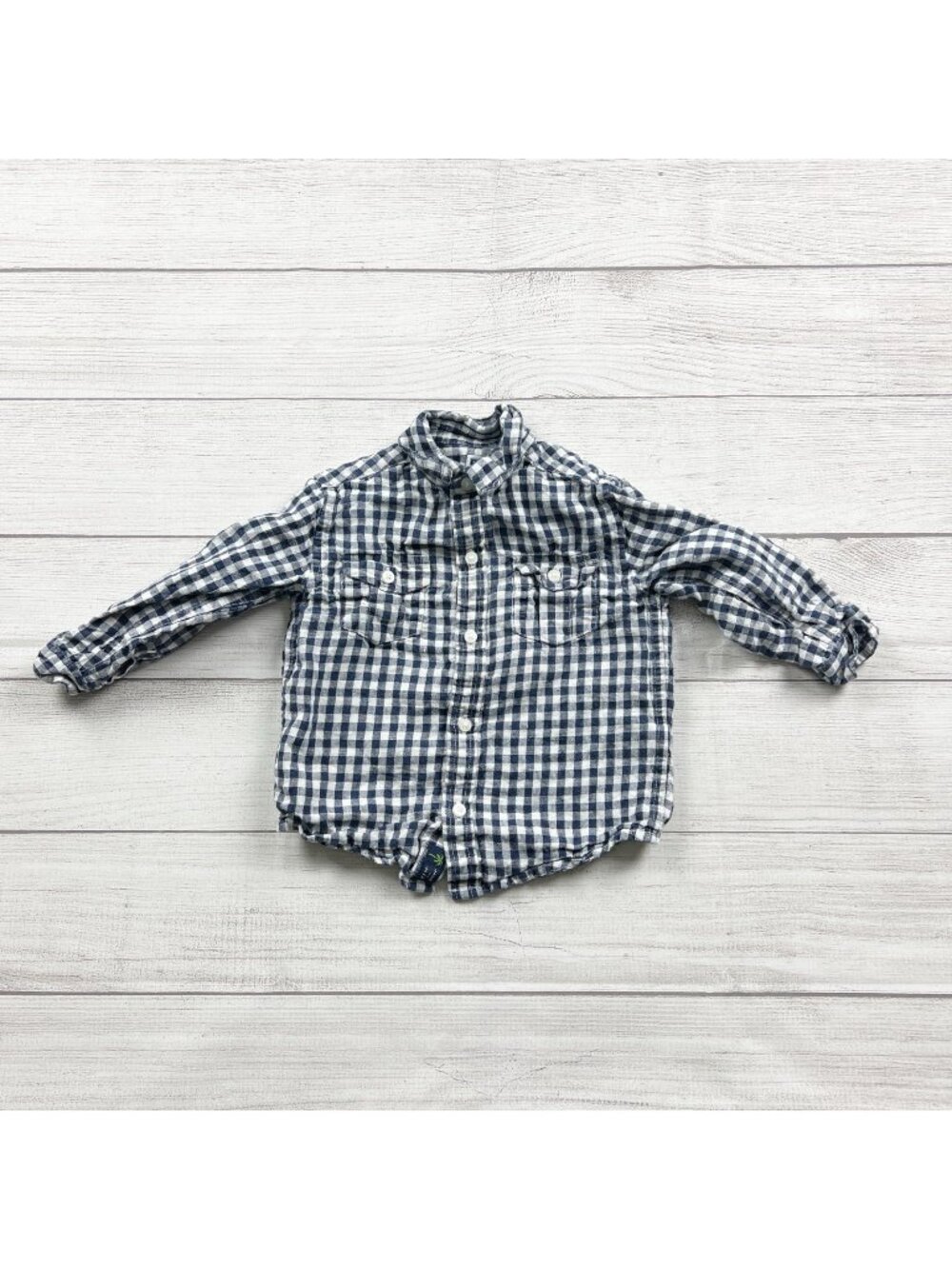 Janie And Jack Boys Gingham Check Long Sleeve Button Down Shirt 18-24 Months